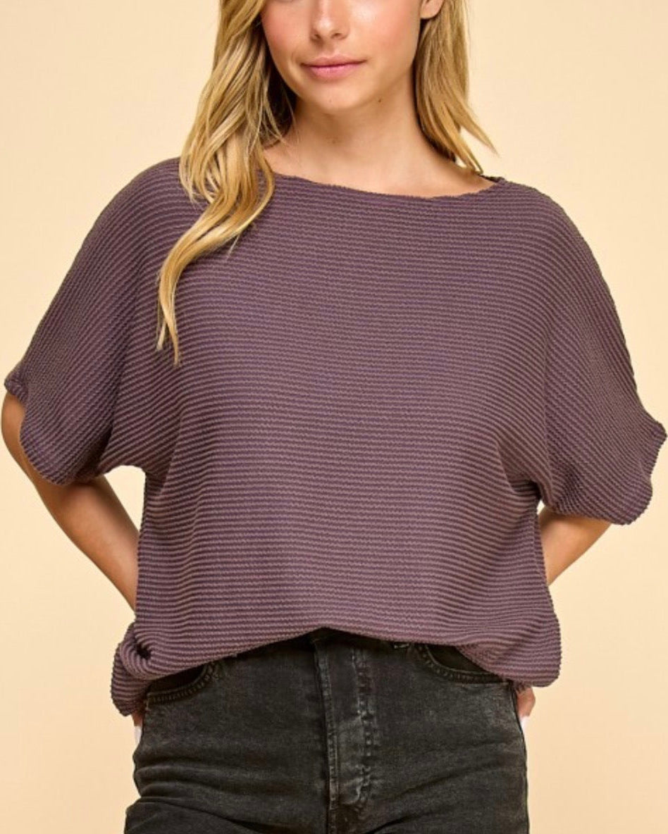 Eggplant Ribbed Basic Top