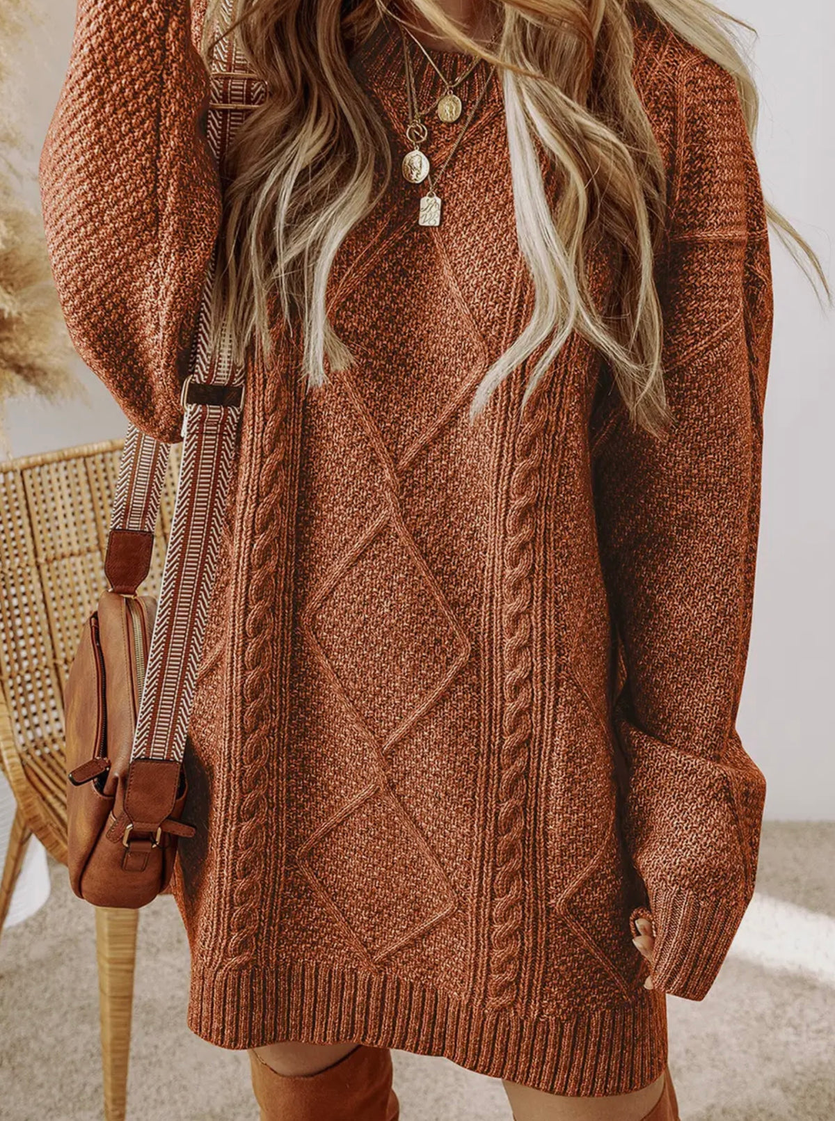 Cable Knit Sweater Dress