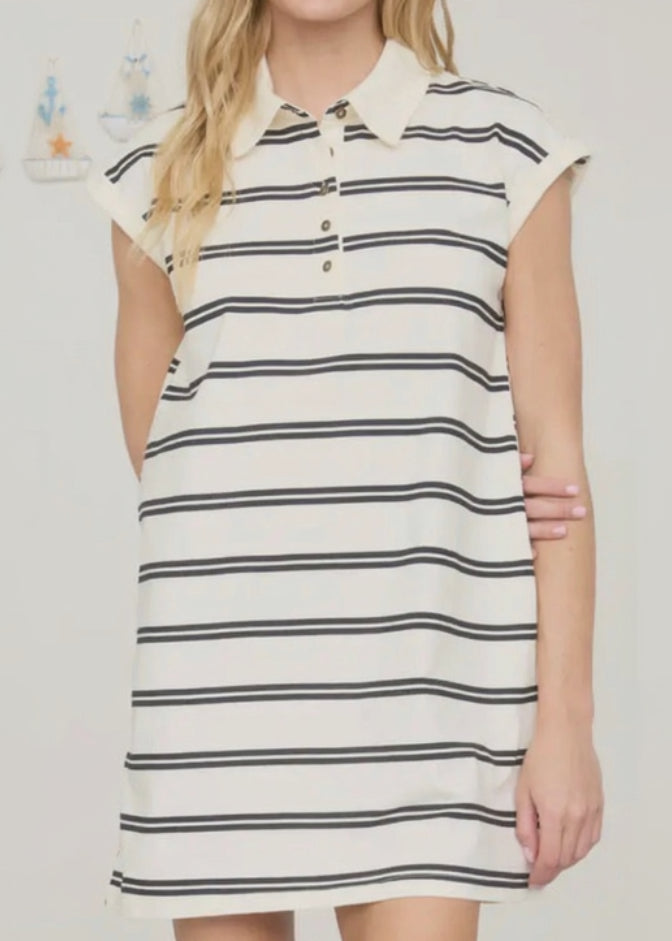 Stripe Collard TShirt Dress