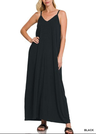V-Neck Cami Dress w/Pockets