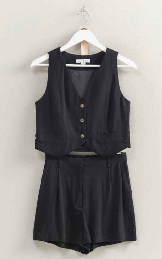 Black Linen Shorts