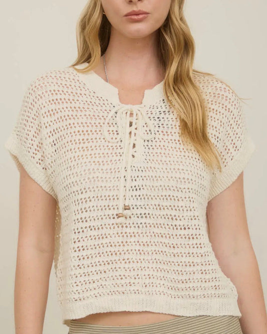 Lace Up Knit Sweater
