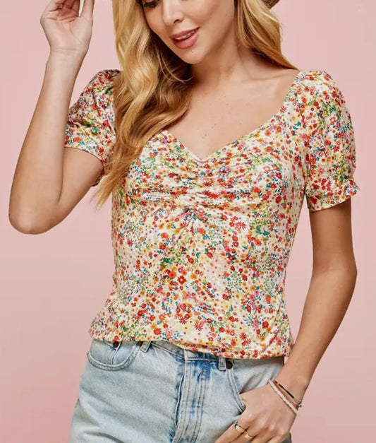 Floral Puffy Sleeves