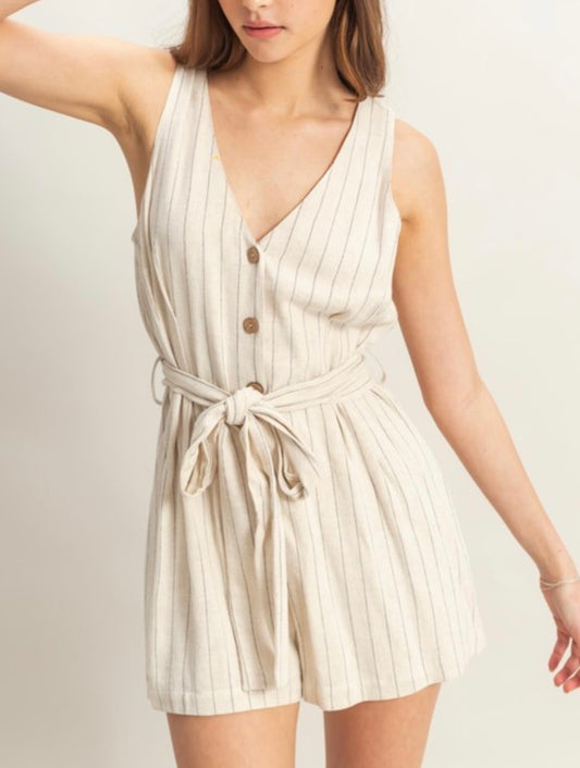 Linen Belted Romper