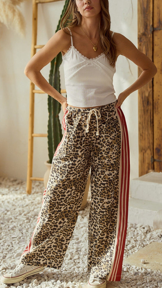 Leopard Red Stripe Pant