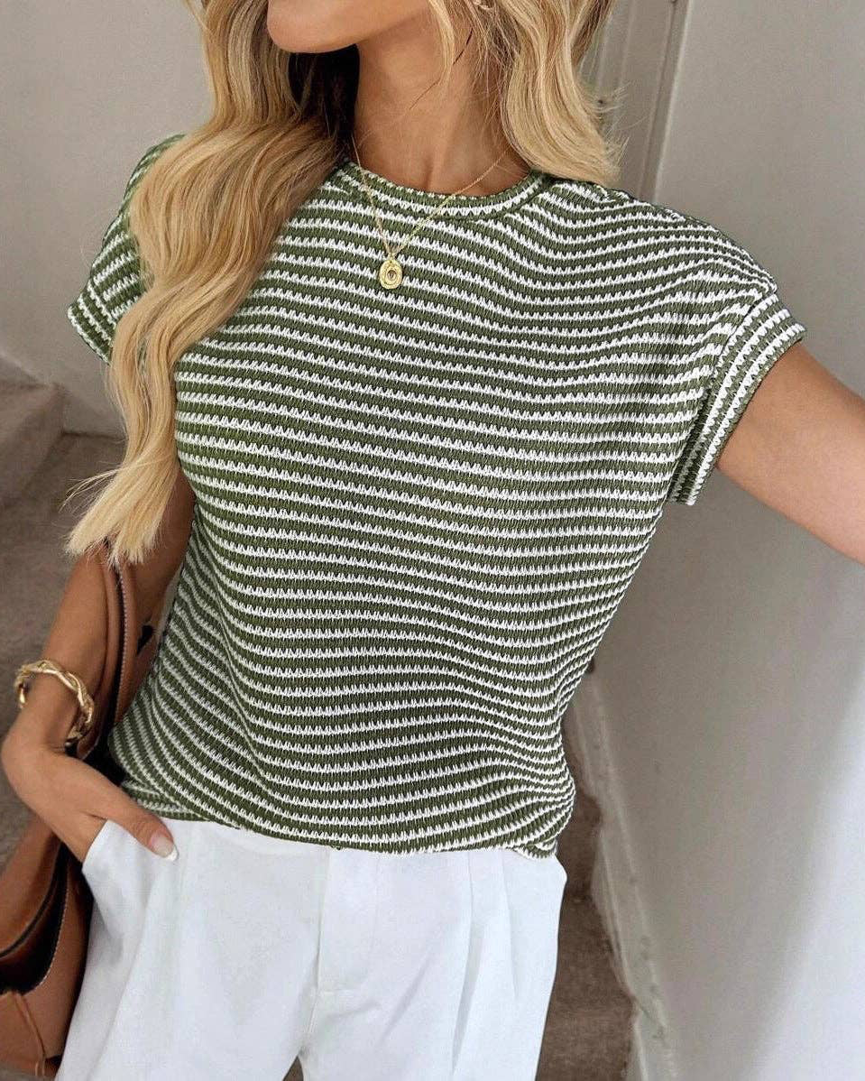 Striped Knit Pullover Sweater
