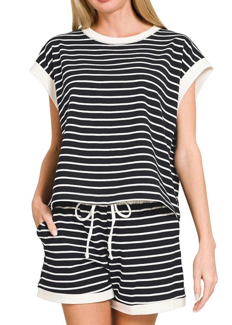 Soft Striped Shorts Set
