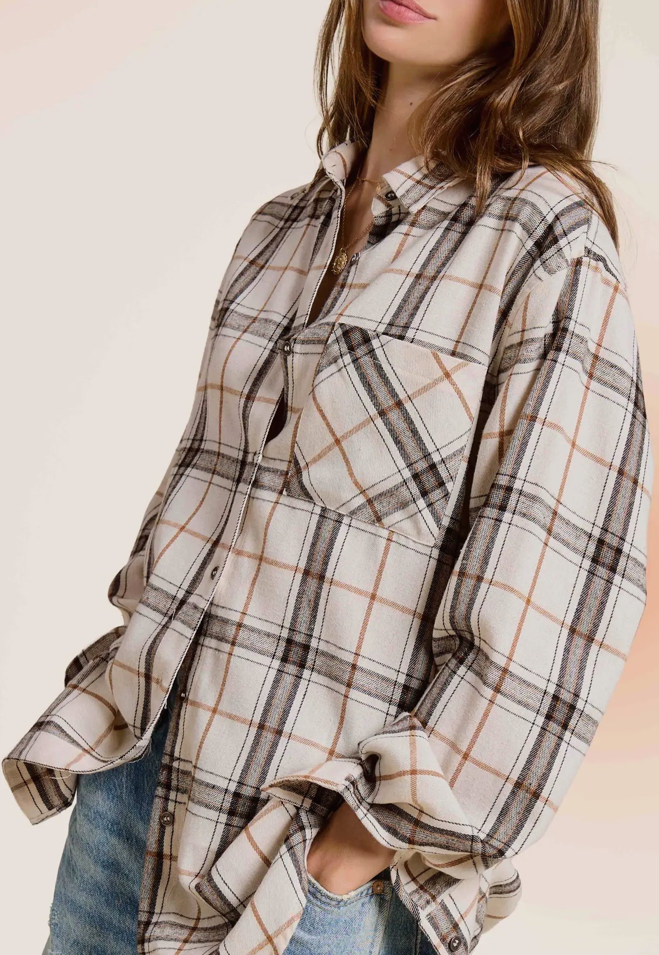 Loose Fit Button Down Plaid