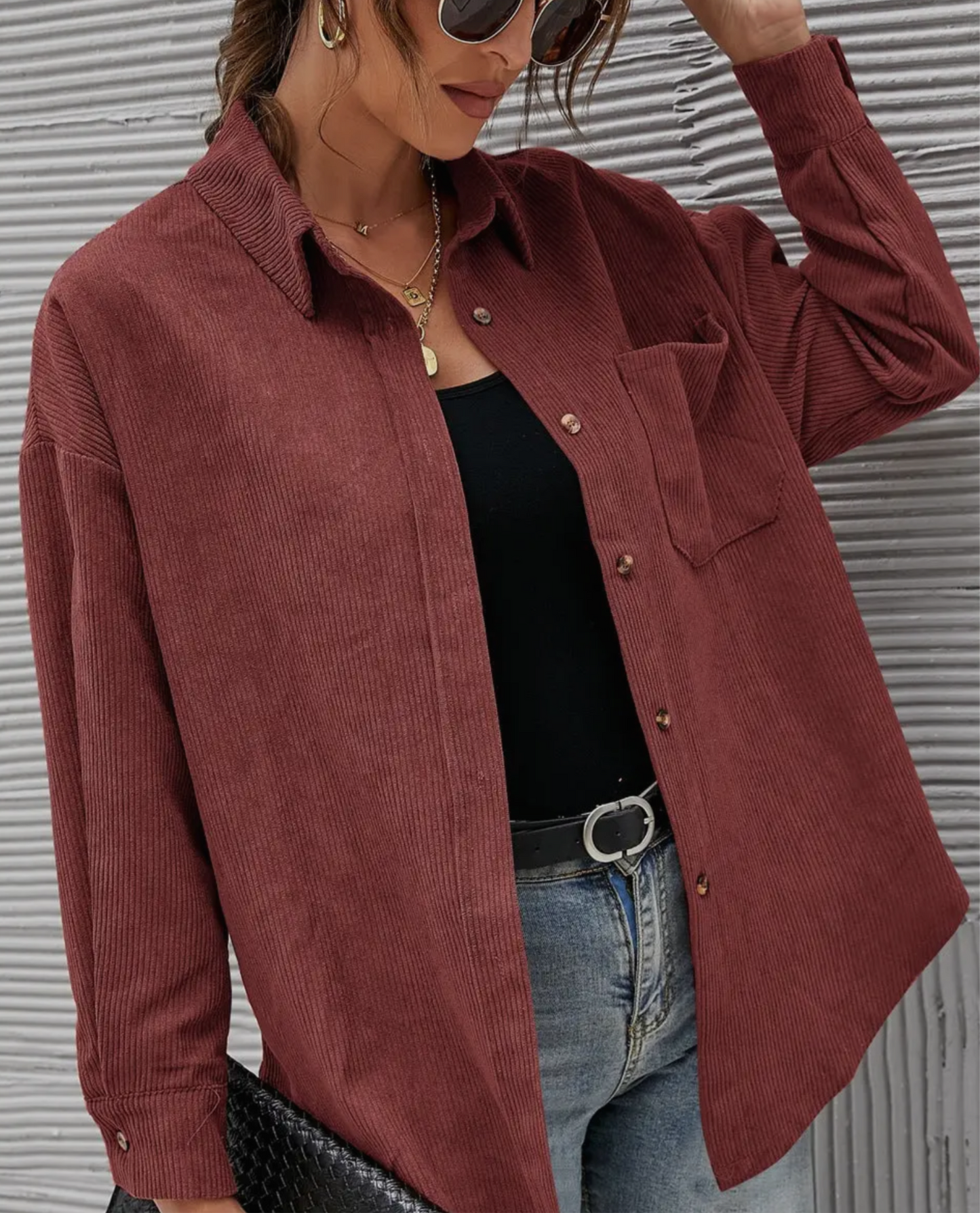 Oversized Corduroy Button Up