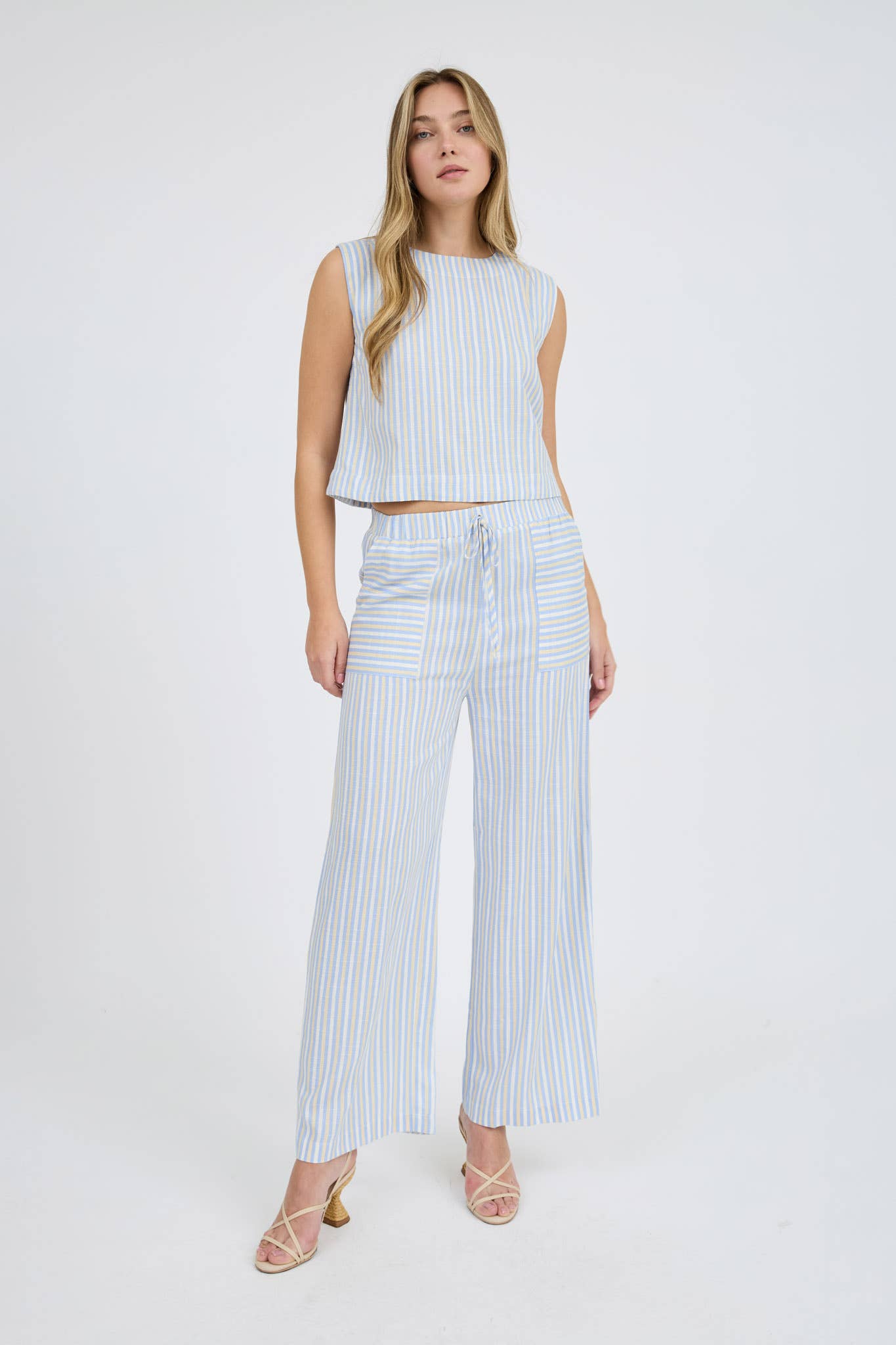 SLEEVELESS WIDE LEG PANT SET