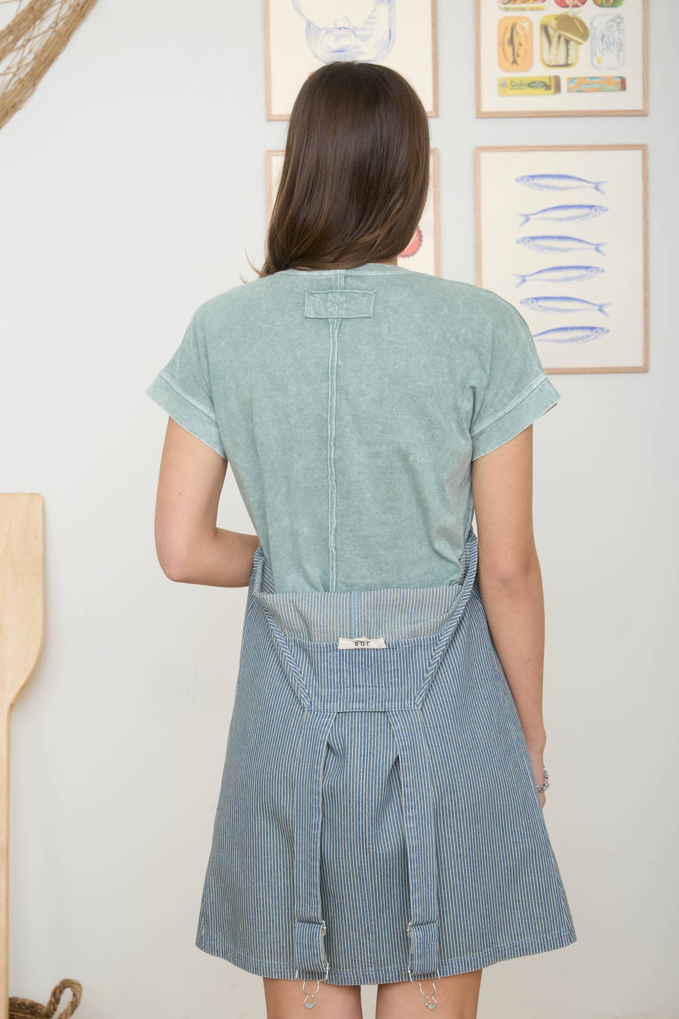 GREEN WASHED RAW EDGE KNIT TOP