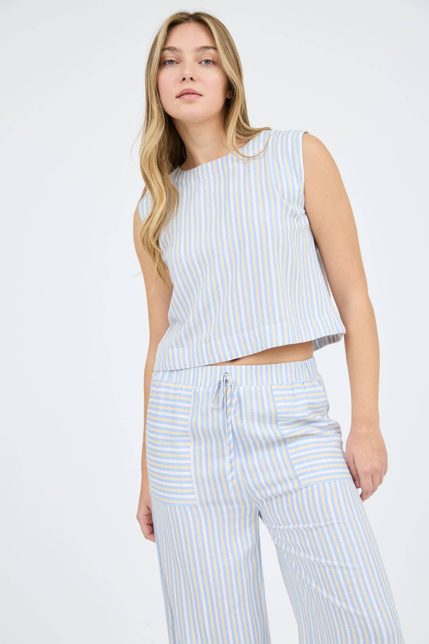 SLEEVELESS WIDE LEG PANT SET