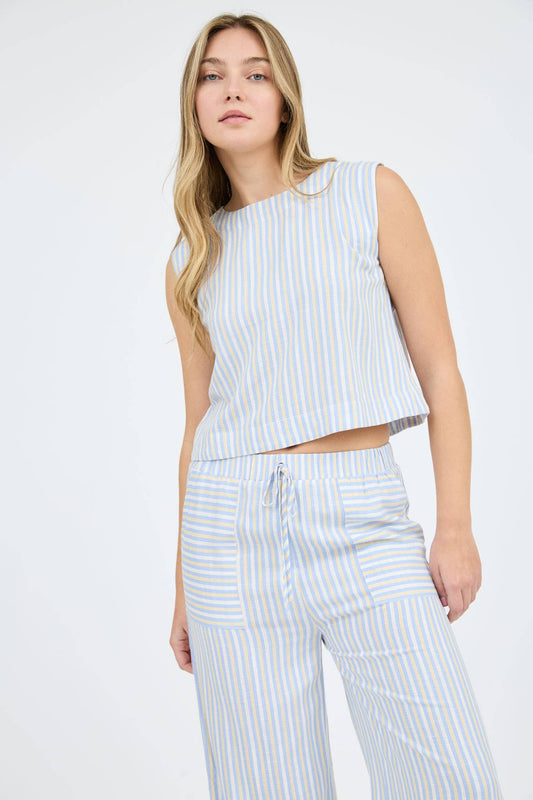 SLEEVELESS WIDE LEG PANT SET